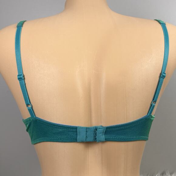Vintage Lily of France Bra 36B Style 1729 1773 Iridescent Blue Green Front Close - Picture 6 of 11